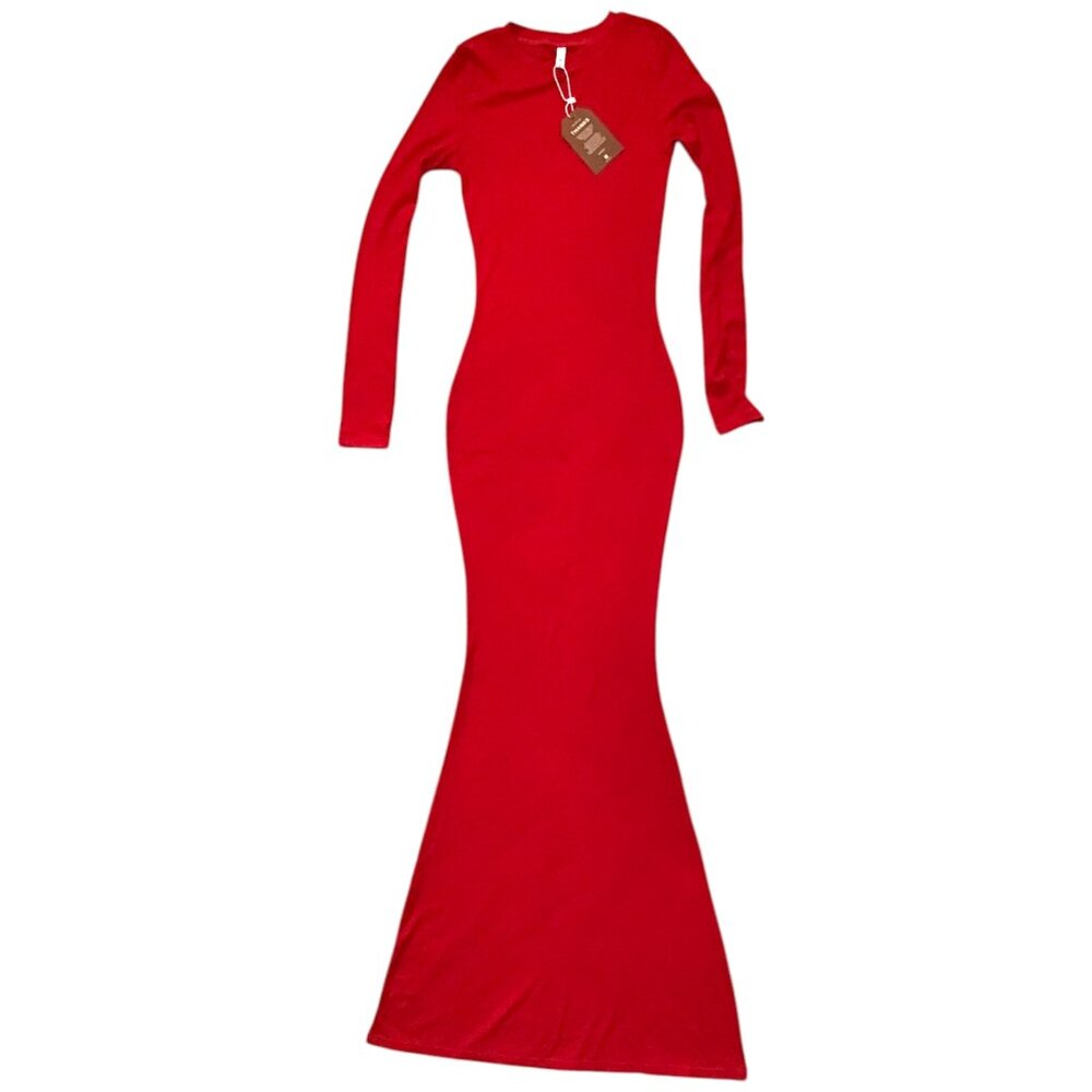 Long Sleeve Mermaid Dress - Red.  Size Small